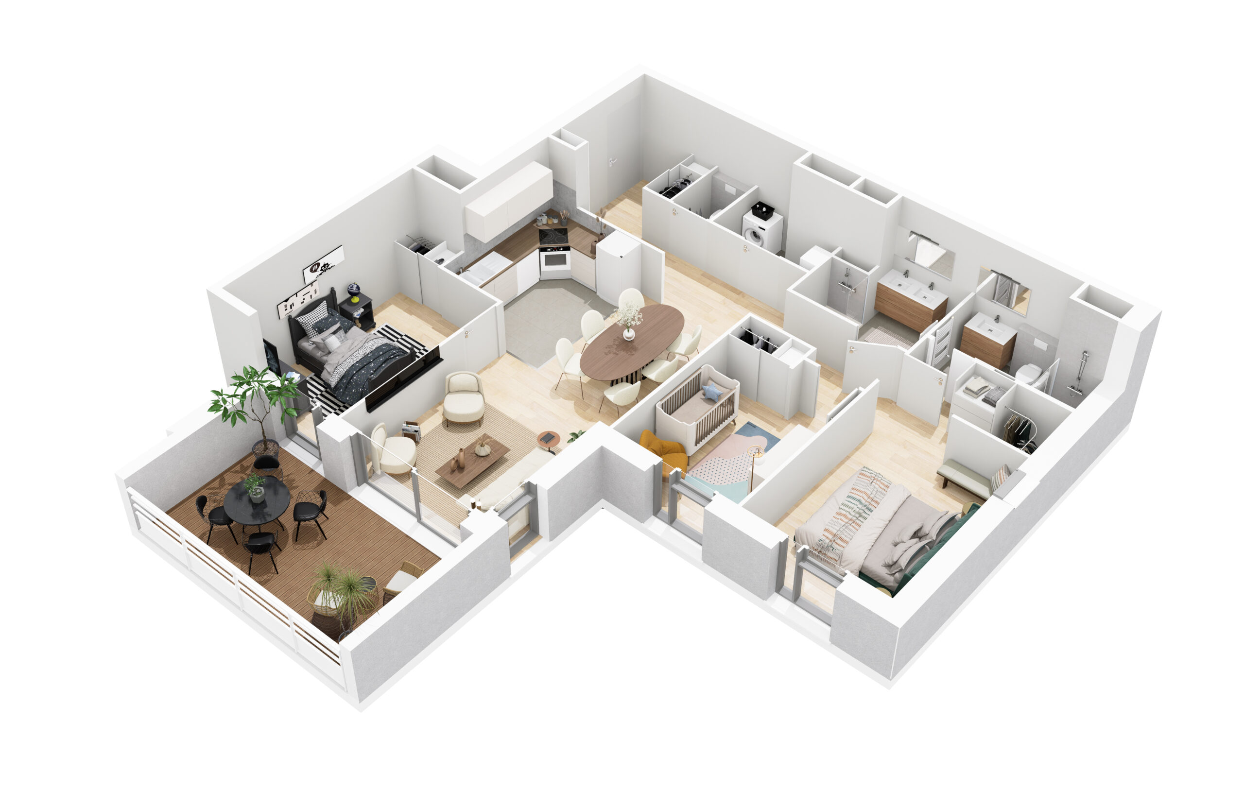 Vue 3D de l'appartement 001 - Paludiers